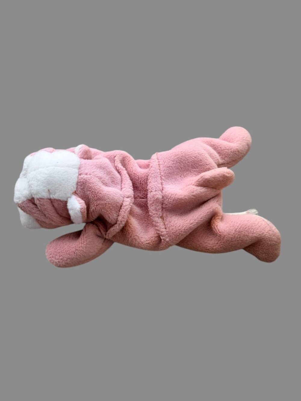 Vintage Ty Beanie Baby Wrinkles Bulldog Plush 1996 Retired Pink Ears 8" Toy - Picture 3 of 7